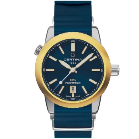 Мъжки ръчен часовник с автоматичен механизъм - корпус от Стомана - Стоманена верижка - цвят Син Жълт