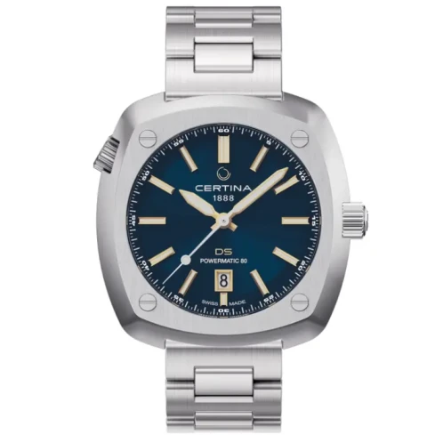 Мъжки ръчен часовник с автоматичен механизъм - корпус от Стомана - Стоманена верижка - цвят Син Жълт