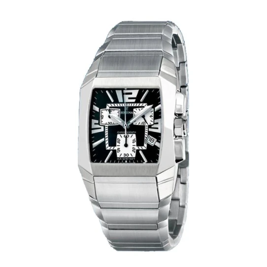 Мъжки ръчен часовник с кварцов механизъм - корпус от Стомана - Стоманена верижка - цвят Черен