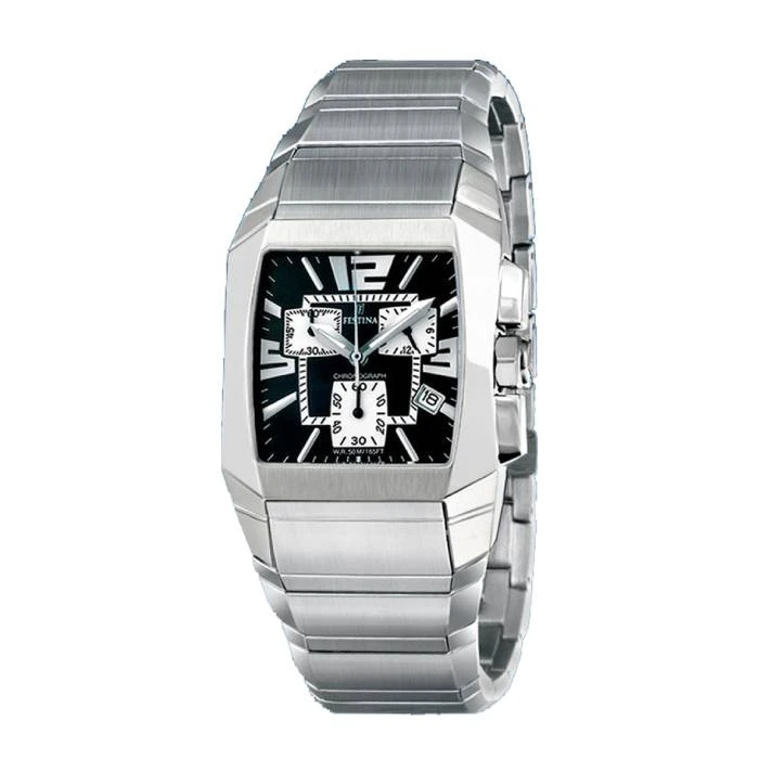 Мъжки ръчен часовник с кварцов механизъм - корпус от Стомана - Стоманена верижка - цвят Черен