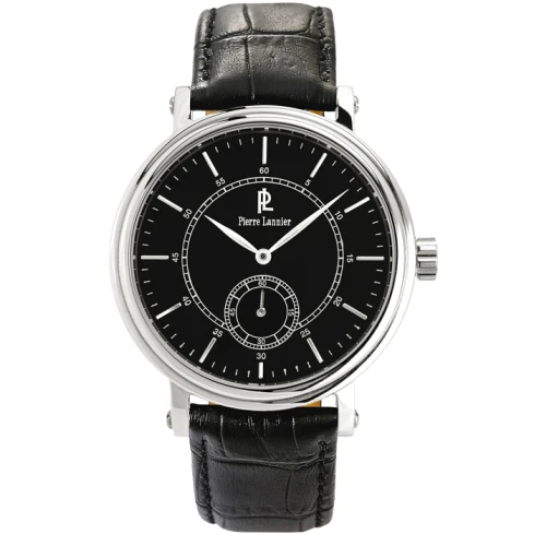 Мъжки ръчен часовник с кварцов механизъм - корпус от Стомана - Естествена кожа - цвят Черен Черен