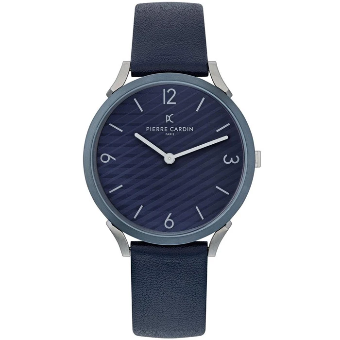 Мъжки ръчен часовник с кварцов механизъм - корпус от Стомана - Естествена кожа - цвят Син Син