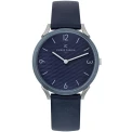 Мъжки ръчен часовник с кварцов механизъм - корпус от Стомана - Естествена кожа - цвят Син Син