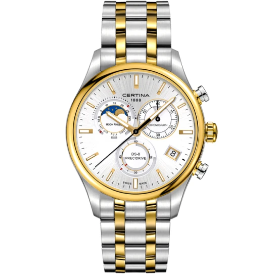 Мъжки ръчен часовник с кварцов механизъм - корпус от Стомана - Стоманена верижка - цвят Сребрист Злато