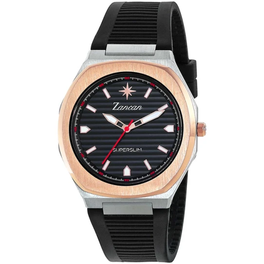 Мъжки ръчен часовник с кварцов механизъм - корпус от Стомана - Силиконова каишка - цвят Черен