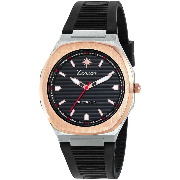 Мъжки ръчен часовник с кварцов механизъм - корпус от Стомана - Силиконова каишка - цвят Черен