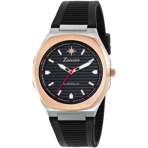 Мъжки ръчен часовник с кварцов механизъм - корпус от Стомана - Силиконова каишка - цвят Черен