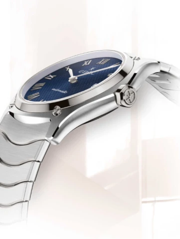 Мъжки ръчен часовник с автоматичен механизъм - корпус от Стомана - Стоманена верижка - цвят Син Сив