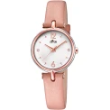 Дамски ръчен часовник с кварцов механизъм - корпус от Стомана - Естествена кожа - цвят Бял Розов