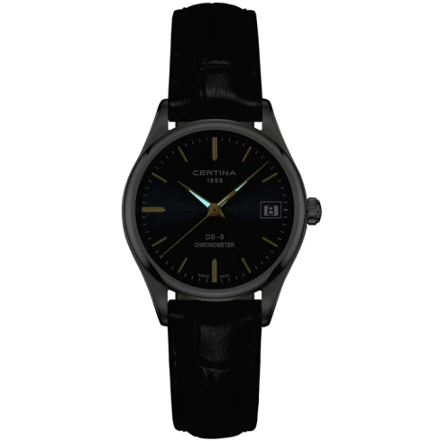 Мъжки ръчен часовник с кварцов механизъм - корпус от Стомана - Естествена кожа - цвят Черен Черен