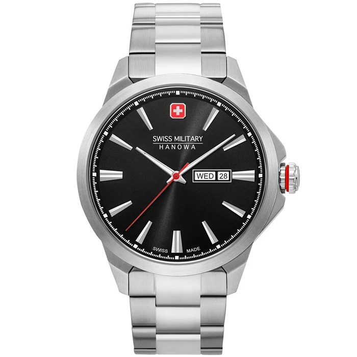 Мъжки ръчен часовник с кварцов механизъм - корпус от Стомана - Стоманена верижка - цвят Черен Сив