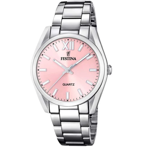 Дамски ръчен часовник с кварцов механизъм - корпус от Стомана - Стоманена верижка - цвят Розов Сив