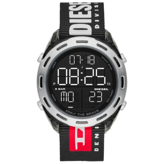 Мъжки ръчен часовник с кварцов механизъм - корпус от Полимер - Текстил - цвят Черен Червен