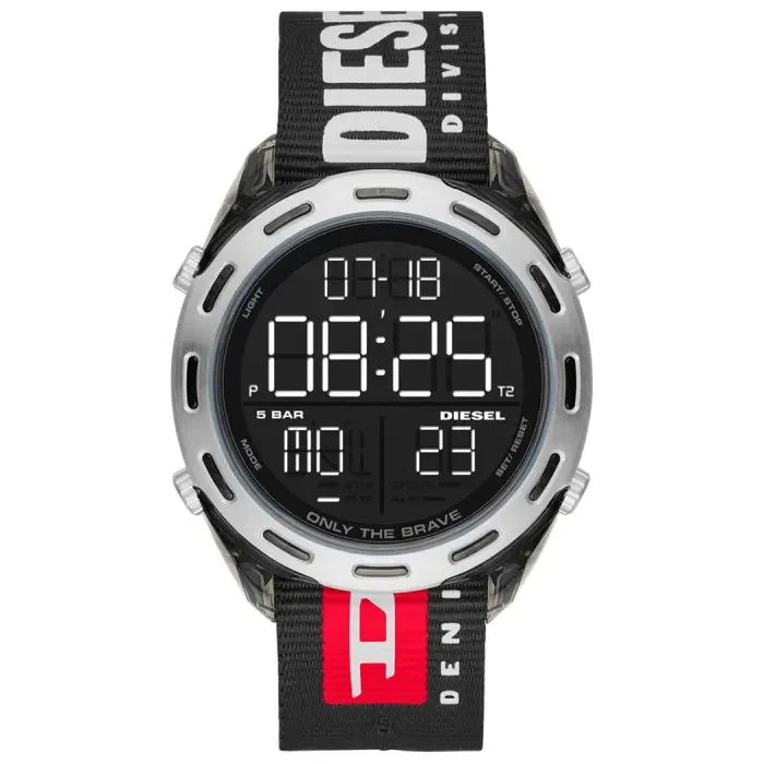 Мъжки ръчен часовник с кварцов механизъм - корпус от Полимер - Текстил - цвят Черен Червен