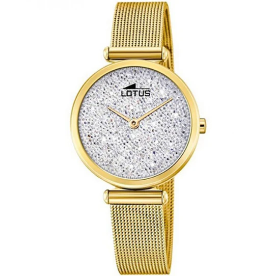 Дамски ръчен часовник с кварцов механизъм - корпус от Стомана - Меш - цвят Бял Злато