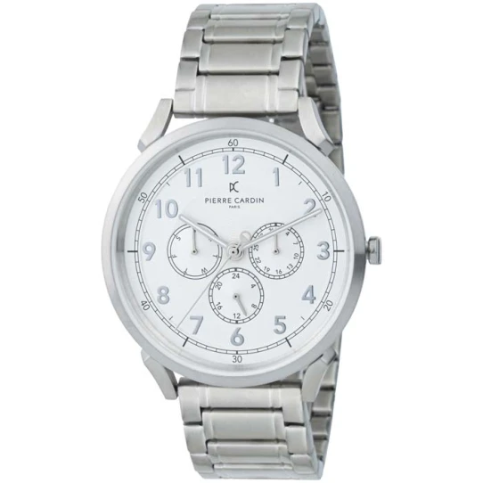 Мъжки ръчен часовник с кварцов механизъм - корпус от Стомана - Стоманена верижка - цвят Бял Сив