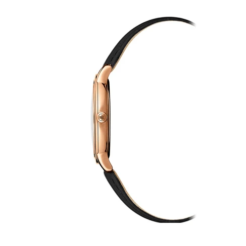 Дамски ръчен часовник с кварцов механизъм - корпус от Стомана - Естествена кожа - цвят Черен Черен