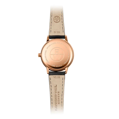 Дамски ръчен часовник с кварцов механизъм - корпус от Стомана - Естествена кожа - цвят Черен Черен