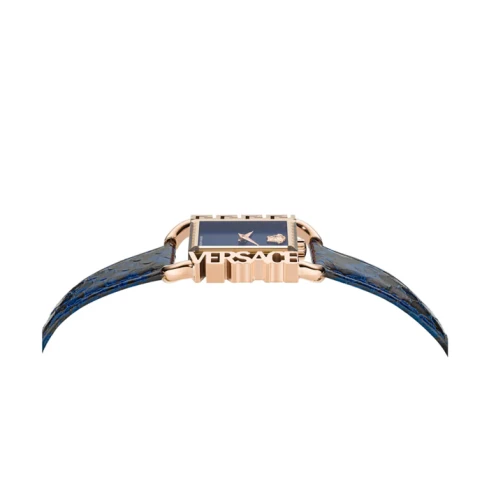 Дамски ръчен часовник с кварцов механизъм - корпус от Стомана - Естествена кожа - цвят Син Син