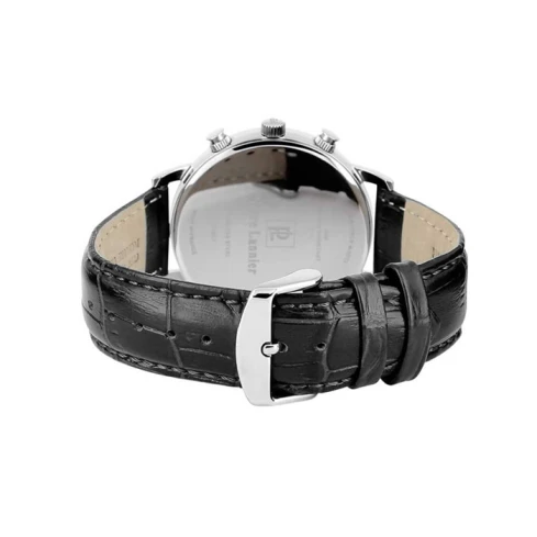 Мъжки ръчен часовник с кварцов механизъм - корпус от Стомана - Естествена кожа - цвят Черен Черен