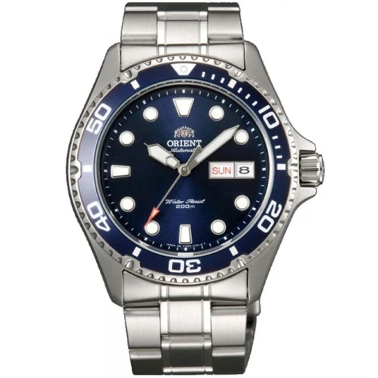 Мъжки ръчен часовник с автоматичен механизъм - корпус от Стомана - Стоманена верижка - цвят Син Сив