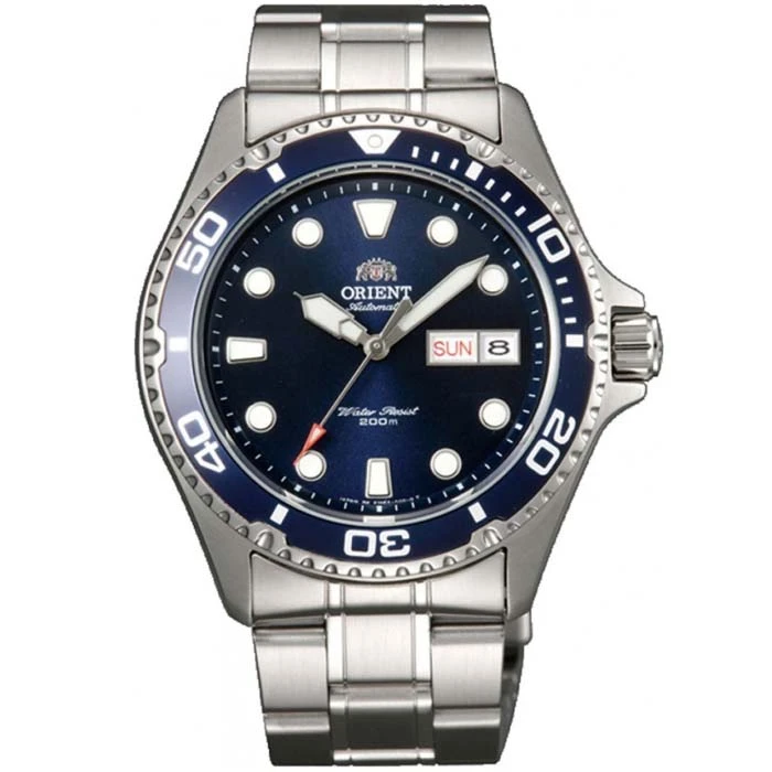 Мъжки ръчен часовник с автоматичен механизъм - корпус от Стомана - Стоманена верижка - цвят Син Сив