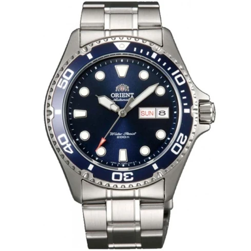 Мъжки ръчен часовник с автоматичен механизъм - корпус от Стомана - Стоманена верижка - цвят Син Сив