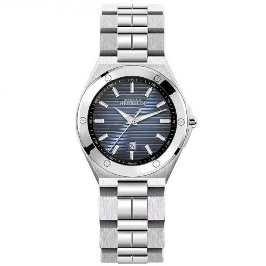 Дамски ръчен часовник с кварцов механизъм - корпус от Стомана - Стоманена верижка - цвят Син Сив