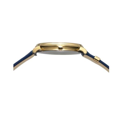 Дамски ръчен часовник с кварцов механизъм - корпус от Стомана - Естествена кожа - цвят Син Син