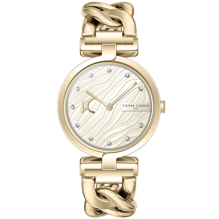 Дамски ръчен часовник с кварцов механизъм - корпус от Стомана - Стоманена верижка - цвят Шампанско Злато