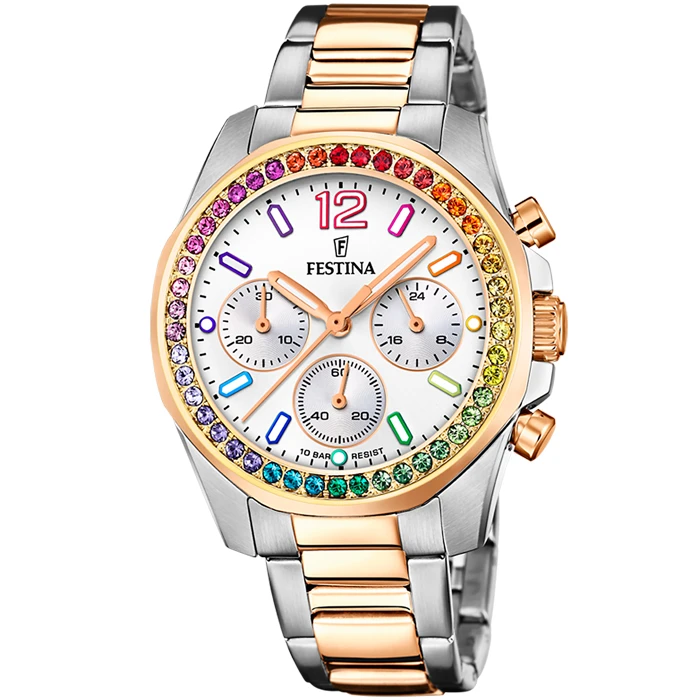 Дамски ръчен часовник с кварцов механизъм - корпус от Стомана - Стоманена верижка - цвят Бял