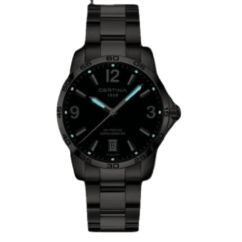 Мъжки ръчен часовник с кварцов механизъм - корпус от Стомана - Стоманена верижка - цвят Зелен Сив