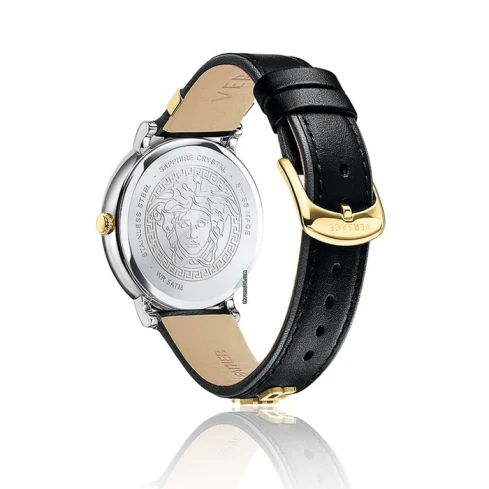 Дамски ръчен часовник с кварцов механизъм - корпус от Стомана - Естествена кожа - цвят Сребрист Злато