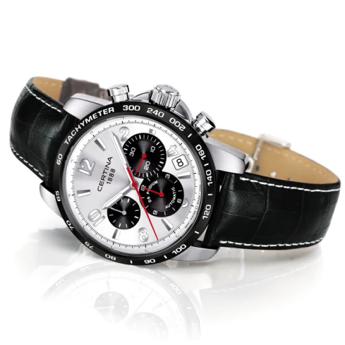 Мъжки ръчен часовник с автоматичен механизъм - корпус от Стомана - Естествена кожа - цвят Сив Бял