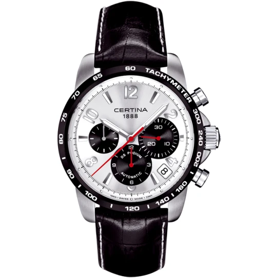 Мъжки ръчен часовник с автоматичен механизъм - корпус от Стомана - Естествена кожа - цвят Сив Бял