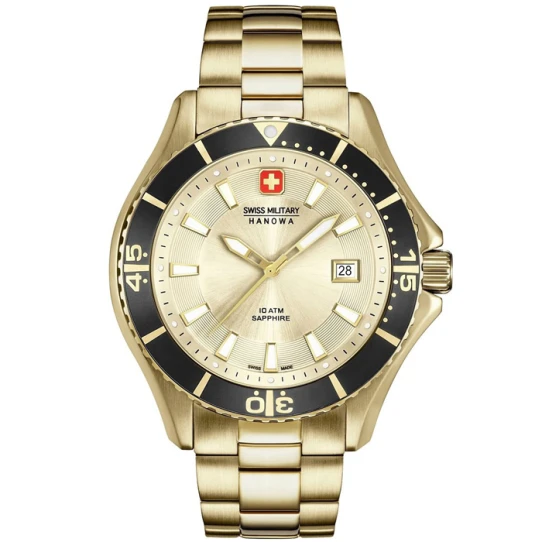 Мъжки ръчен часовник с кварцов механизъм - корпус от Стомана - Стоманена верижка - цвят Шампанско Злато