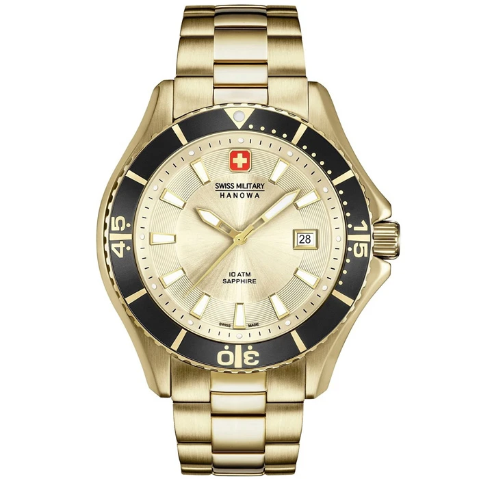 Мъжки ръчен часовник с кварцов механизъм - корпус от Стомана - Стоманена верижка - цвят Шампанско Злато