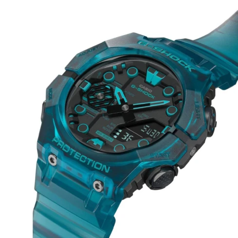 Мъжки ръчен часовник с кварцов механизъм - корпус от Полимер - Полимер - цвят Черен Тюркоаз