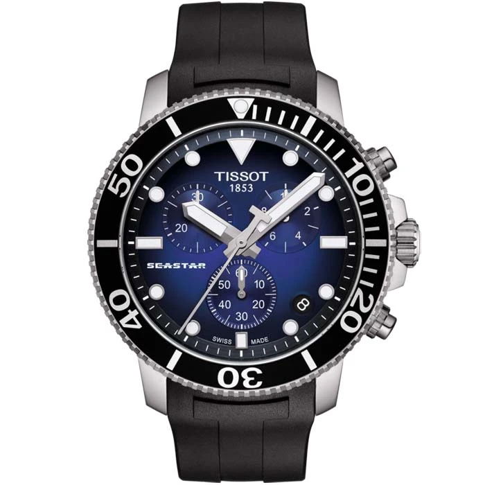 Мъжки ръчен часовник с кварцов механизъм - корпус от Стомана и алуминий - Каучук - цвят Син Черен