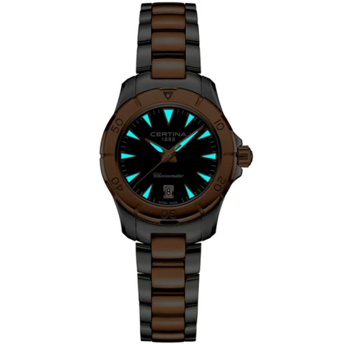 Дамски ръчен часовник с кварцов механизъм - корпус от Стомана - Стоманена верижка - цвят Черен Розово Злато