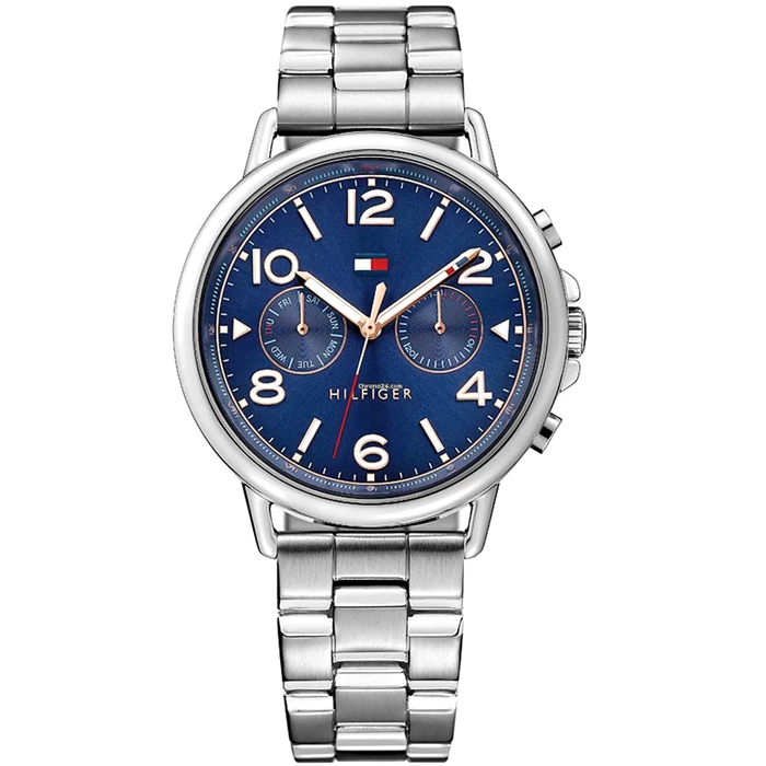 Дамски ръчен часовник с кварцов механизъм - корпус от Стомана - Стоманена верижка - цвят Син Сив