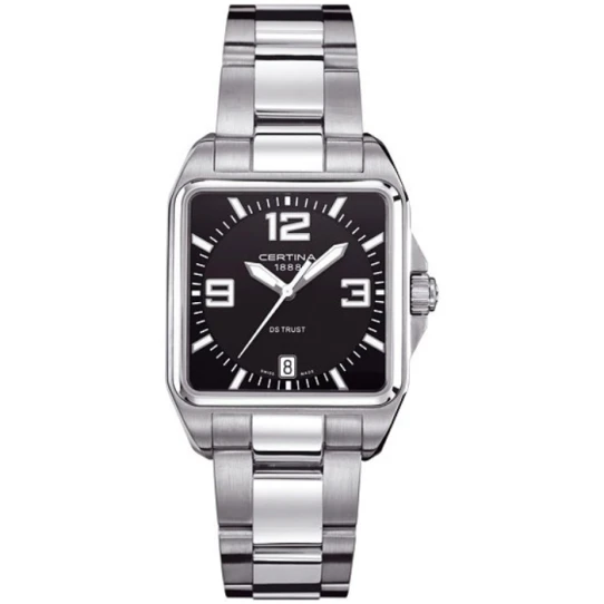 Мъжки ръчен часовник с кварцов механизъм - корпус от Стомана - Стоманена верижка - цвят Черен Сив