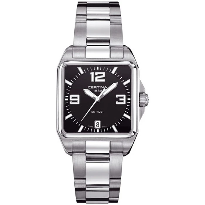 Мъжки ръчен часовник с кварцов механизъм - корпус от Стомана - Стоманена верижка - цвят Черен Сив