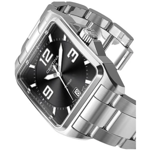 Мъжки ръчен часовник с кварцов механизъм - корпус от Стомана - Стоманена верижка - цвят Черен Сив