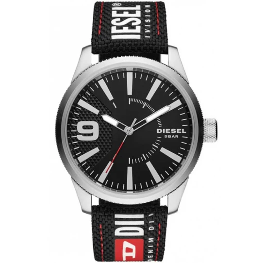 Мъжки ръчен часовник с кварцов механизъм - корпус от Стомана - Текстил - цвят Черен Червен