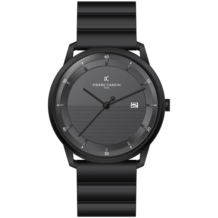 Мъжки ръчен часовник с кварцов механизъм - корпус от Стомана - Стоманена верижка - цвят Черен Черен