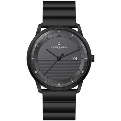 Мъжки ръчен часовник с кварцов механизъм - корпус от Стомана - Стоманена верижка - цвят Черен Черен