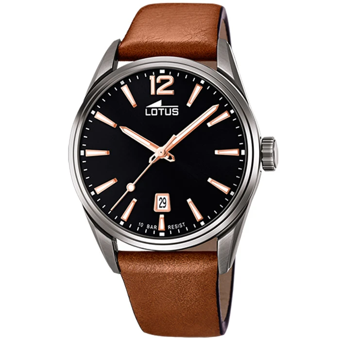 Мъжки ръчен часовник с кварцов механизъм - корпус от Стомана - Естествена кожа - цвят Черен Кафяв