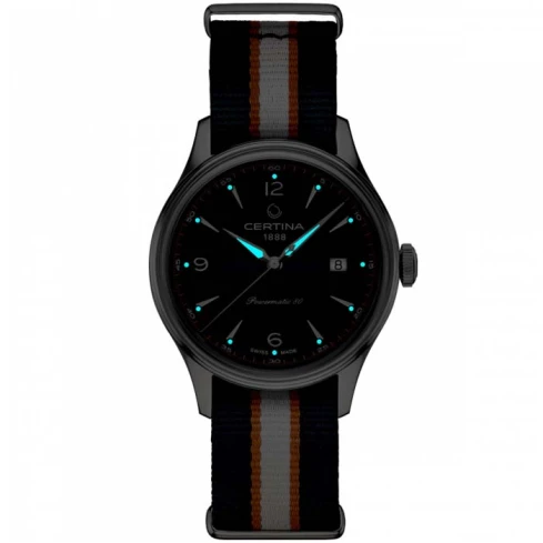 Мъжки ръчен часовник с автоматичен механизъм - корпус от Стомана - Нато каишка - цвят Син Бял