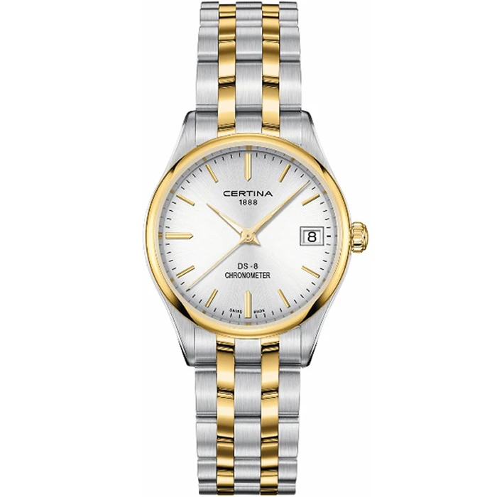 Дамски ръчен часовник с кварцов механизъм - корпус от Стомана - Стоманена верижка - цвят Сребрист Злато